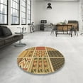 thumbnail image 4 of Ahgly Tapis Rond Lavable en Machine Intérieur Transitionnel Jaune, 3 Pieds Rond, 4 of 7