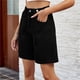 thumbnail image 3 of Pantalones cortos de mezclilla de talle alto hasta la rodilla for mujer pantalones cortos de cintura ajustable pantalones cortos de mezclilla largos Bermudas for niñas, 3 of 7