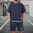 thumbnail image 2 of CAIVO Men's Short Sleeve T-Shirts Shorts Suits Casual Outfits Loosely Fit Summer Attire With Layering Design For Everyday Wear And Relaxed Style Solid Color Soft Dailywear, 2 of 7