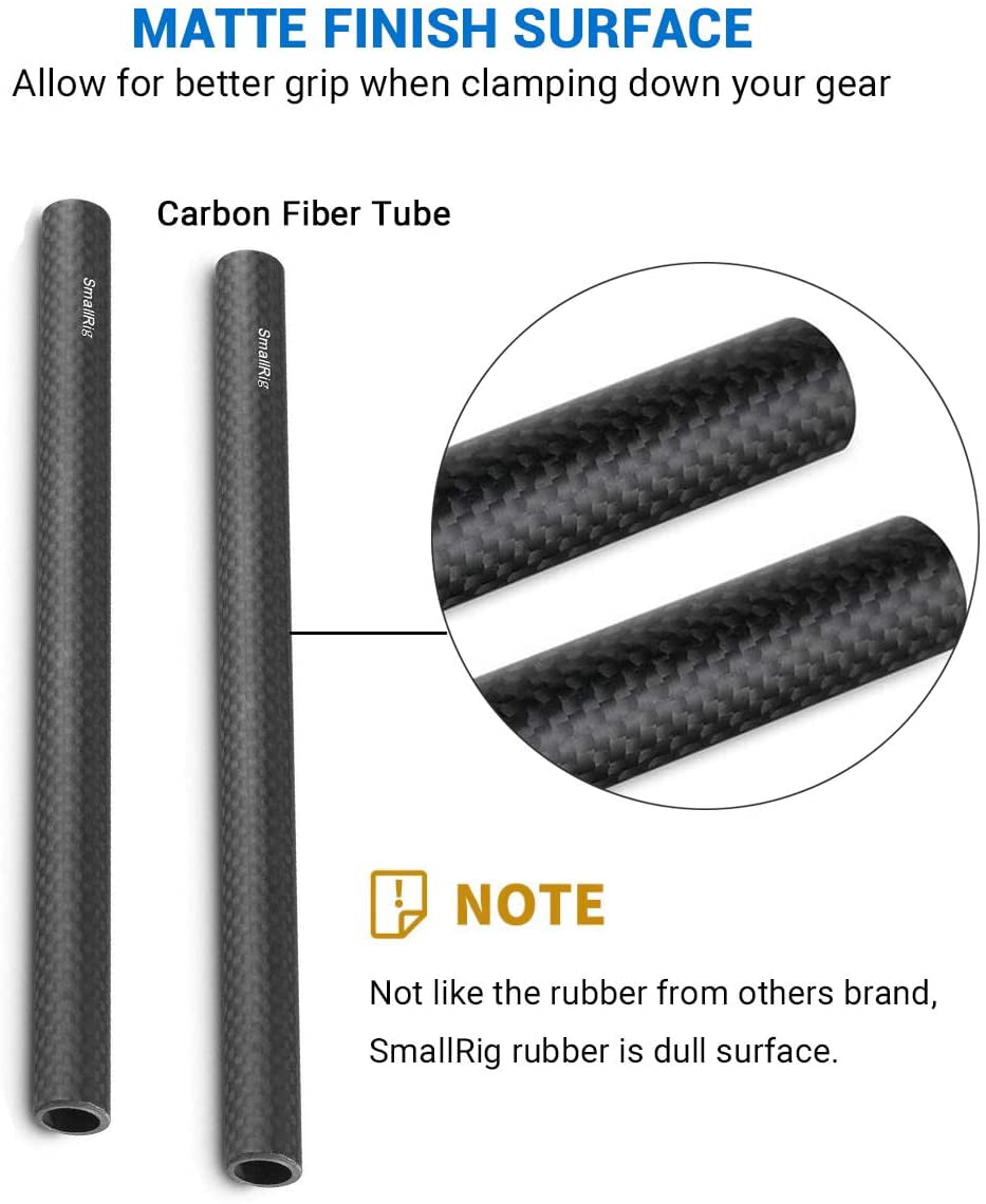 SmallRig 15mm Carbon Fiber Rod for Camera Shoulder Rig Pack of 2-870 20cm 8 inch 