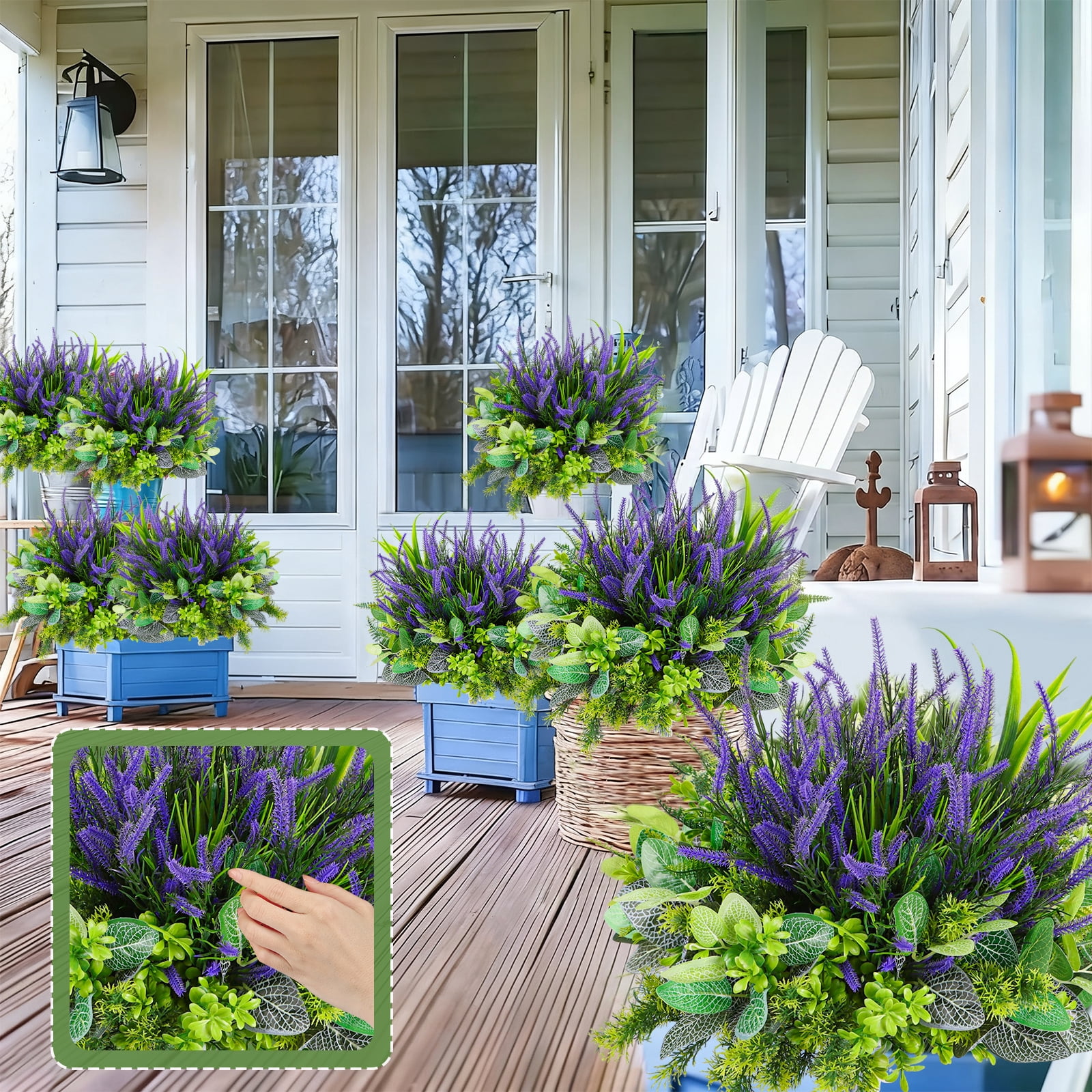 VKFVKF 24 Bundles Artificial Flowers for Outdoors UV Resistant Fake Plastic Plants Faux Boston Fern Greenery Stems for Spring Summer Indoor Garden Patio Window Box Kitchen Home Decor, Mixedcolor