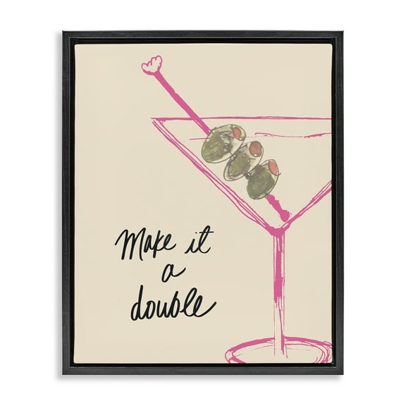Stupell Industries Make It Double Martini Food & Beverage Painting Black Floater Framed Canvas Art Print Wall Art, 17 x 21