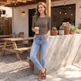 thumbnail image 3 of Womens 3/4 Sleeve Tops Casual Slim Fit Boat Neck T-Shirts Basic Spring Summer Tees M, 3 of 6