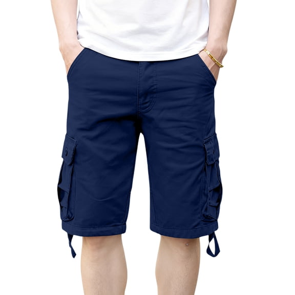 Cargo Shorts for Men Work Summer Casual Relaxed Loose Fit Baggy Big and Tall Multi-Pockets Navy 32
