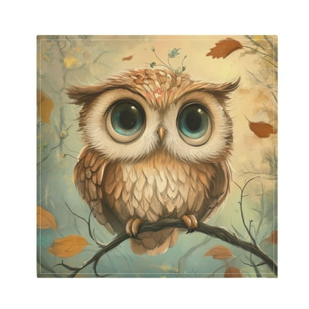 

Napkin Satin Napkin 20*20Inchx1 Kitchen Towel Dinner Plate Towel Decorative Towel Napkin Tea Towel Suitable For Kitchen Table Lovely Brown Owl