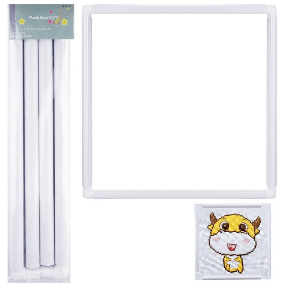 Square Embroidery Hoop 17" X 17", Plastic Square Clip Frame, Cross Stitch Snap Frame, DIY Sewing Tools for Cross Stitching Quilting, Embroidery