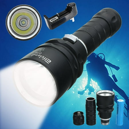 Diving Flashlight, Underwater 100m T6 LED Diving Scuba Flashlight Waterproof Torch Light Lamp + Strap + 18650