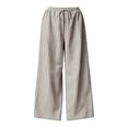 thumbnail image 6 of Wide Leg Pants for Women LSQii Casual Striped Straight Elastic Waist Wide Leg Pants Breathable Loose Relaxed Fit Trousers with Pockets Travel Vacation Summer Wear 2032 (Black,2XL), 6 of 6