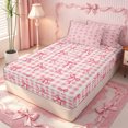 thumbnail image 2 of Erosebridal Preppy Gingham Bow Zipper Twin Comforter Sets with Fitted Sheet and 2 Pillowcases,Timeless Checker Base Zipper Bedding Set,Dusty Pink White,4-Piece,Pink Reversible, 2 of 6