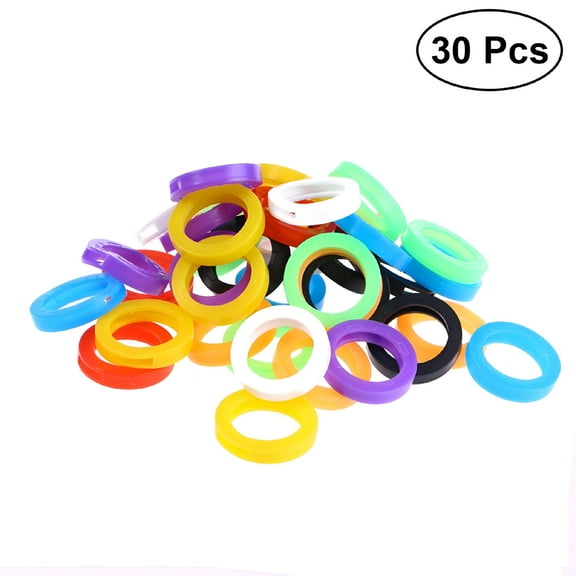 LAMIRO 30pcs Bright Colored Key Caps Silicone Key Covers Elastic Key Tags Key Identifier Coding Rings (Mixed Color)
