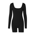 thumbnail image 6 of YYDGH Women Sexy Bodycon Ribbed Jumpsuits Long Sleeve Casual Scoop Neck Party Club One Piece Romper Bodysuit Black S, 6 of 9