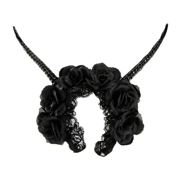 Diadema de Cuerno de antílope Yinane decoración gótica para disfraz de mujer Halloween 18 cm