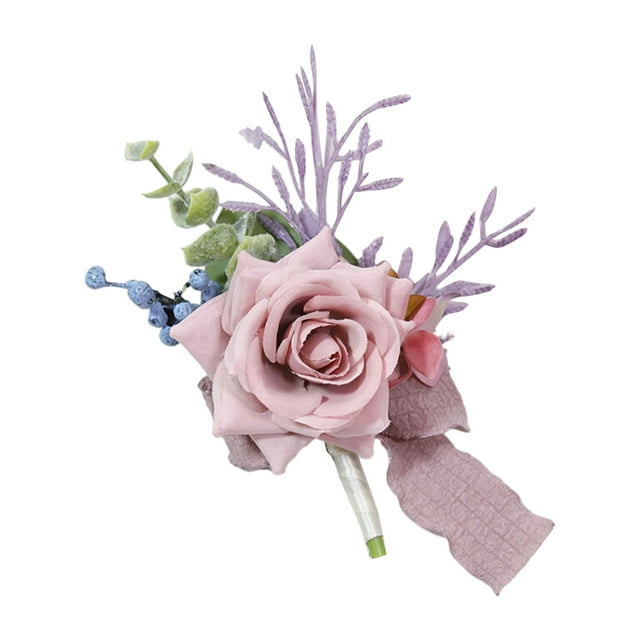 Destyer 1/2/3/5 Boutonnière à Épingle de Sûreté pour Bal et Fête - Réutilisable Éco-Responsable Corsage Rose 1 Pce