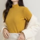 thumbnail image 3 of Camisas de manga larga con cuello alto para mujer, moda de otoño, capas básicas, ajustadas, ropa interior térmica suave, Tops, amarillo, 3 of 7
