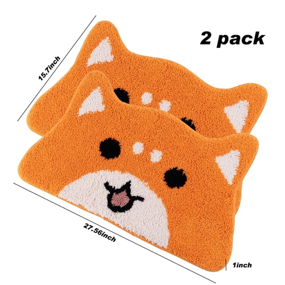 Kaisaatti Soft Absorbent Bath Rug Non-Slip Machine Washable Quick Dry Mat,15.75x27.56"(Puppy,2pack)