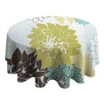 thumbnail image 4 of Green and Blue Pioneer Flower Pattern Round Tablecloth 60"x60",Wrinkle Wipeable Table Cloth for Kitchen Dining Room Picnic Patio Party, 4 of 6