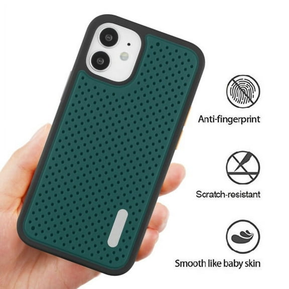 XPM Case for Apple iPhone 12 Mini /5.4" Slim Hybrid Thin Soft TPU Mesh Holes & Hard Bumper Cushion Armor Protective Case [GREEN] Phone Cover Fit iPhone 12 MINI