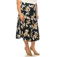 thumbnail image 2 of Women's Plus Size Classic Floral Print Flared Lightweight Midi A-line Skirt, 2 of 5