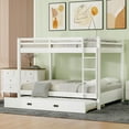 thumbnail image 3 of Harper & Bright Designs Queen over Queen Bunk Bed with Trundle, Wooden Queen Size Bunk Beds with Ladder and Guardrail, White, 3 of 14
