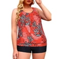 thumbnail image 2 of Plus Size Tankini Swimsuits for Women Blouson Swim Tops with Boyshorts Two Piece Bathing Suits, 2 of 8