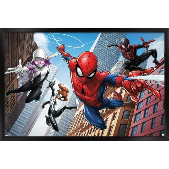 Marvel Comics - Spider-Man - Web Heroes Wall Poster, 14.725" x 22.375", Framed