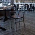 thumbnail image 2 of Flash Furniture HERCULES Series Silver Antique Finish with Clear Coat Ladder Back Metal Restaurant Chair - Walnut Wood Seat, 2 of 11