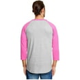 thumbnail image 3 of T1397 Champion Tagless Raglan Baseball Jersey Oxford Grey Heather/Pink M, 3 of 6