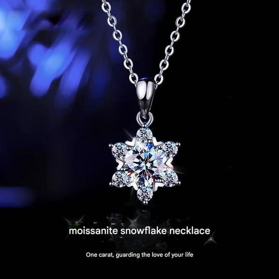 Silver Moissanite Snowflake Necklace Non-Fading Women's Pendant Light Luxury Niche High-End Clavicle Chain