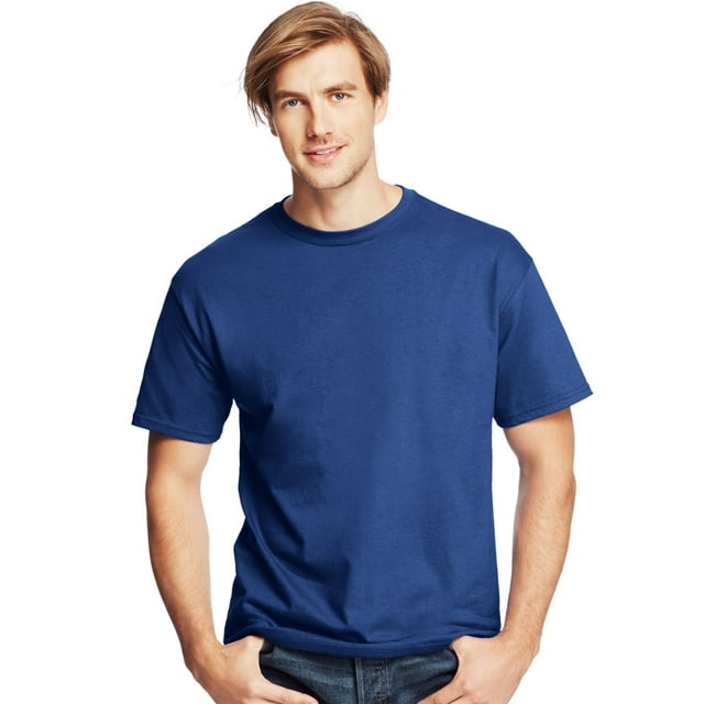 Hanes T-Shirts à Col Ras du Cou ComfortSoft pour Hommes, Lot de 4, S, Bleu Royal Foncé