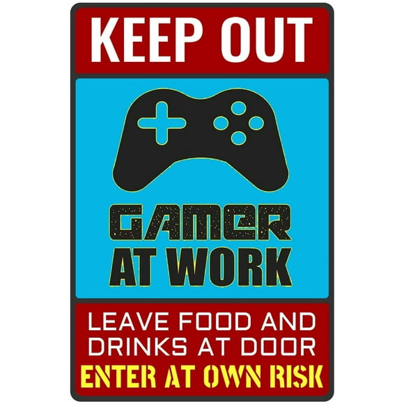 Keep Out Gamer At Work - Bestylez Funny Gamer Sign For Gaming Room Wall Door Decor - Gift For Teen Boy Boyfriend 12"" * 8"" (159)