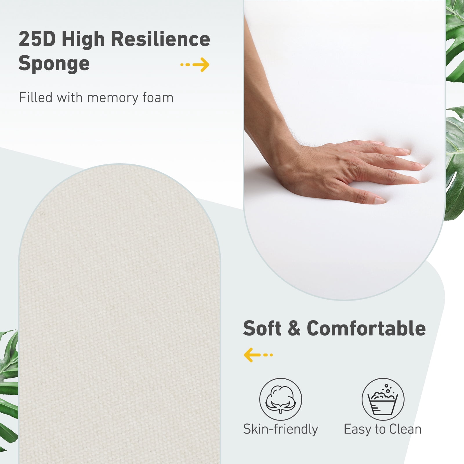 BPS Outdoor High Back Dining Chair Cushion Set, 44"x21"x3.2", TPU Water Repellent Coating&Stain Resistant, Polyester Fabric Cover with Ties and Zipper, Ivory, Set of 4