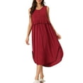 thumbnail image 2 of INSPIRE CHIC Women's Ruffle Nightshirt Maternity Sleeveless Sleepshirt Pleated Loose Nightgown XS Burgundy, 2 of 6