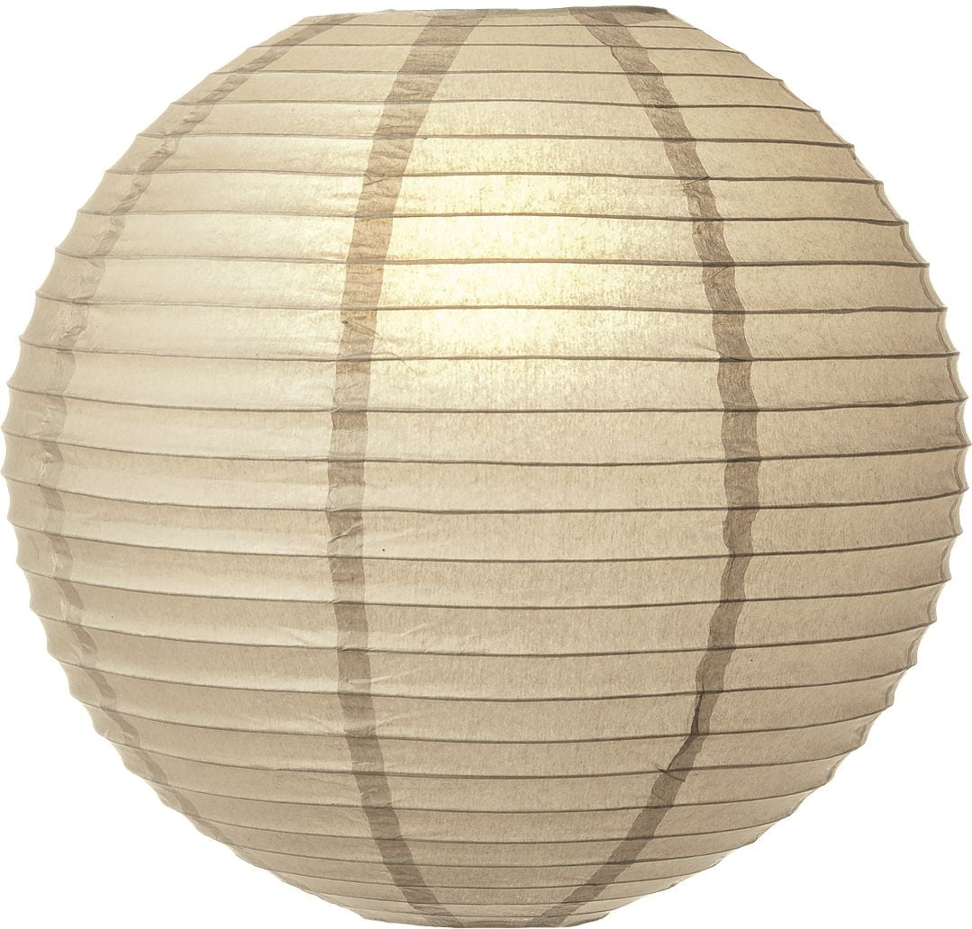 (5-PACK) 8' Gray / Grey Round Paper Lantern, Even Ribbing, Hanging Decoration