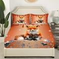 thumbnail image 3 of Fox Bed Sheets Set Red Sequin Fluid Art Sheets Queen Size Bed Set,Crystal Diamond Sheet Set,Woodland Animals Top Sheet Jungle Wildlife Room Decor, 3 of 7