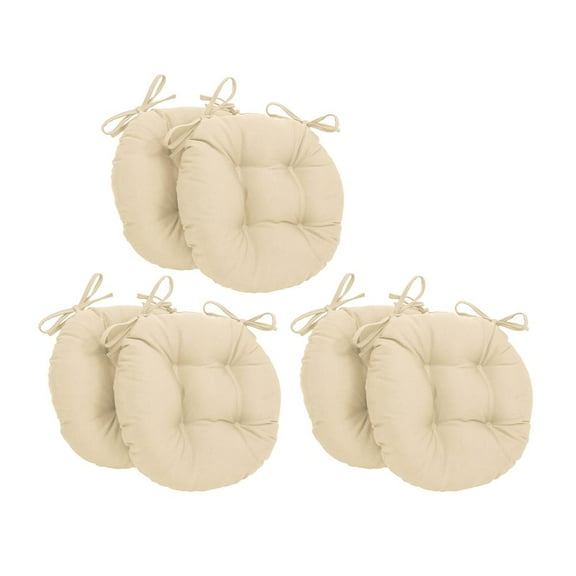 16-inch Solid Twill Round Tufted Chair Cushions (Set of 6) 916X16RD-T-6CH-TW-EG