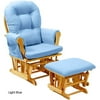 Stork Craft Custom Hoop Glider & Ottoman-Color:Light Denim Cushions,Finish:Oak Finish