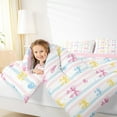 thumbnail image 5 of Feelyou Kids Watercolor Bowknot Bedding Comforter Set, Kawaii Love Heart Twin Comforter Sets, Fashion Stripes Lines Reversible Bedding Set, Microfiber Bedroom Decor, 2-Piece, 5 of 9