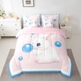 thumbnail image 2 of Homewish Cartoon Rabbit Twin Bedding Sets 7-Piece for Preppy Children,Kawaii Animal Bedding Comforter Set Microfiber,Pink Blue White Breathable Sheet Sets,Breathable Home Decor,Reversible, 2 of 8