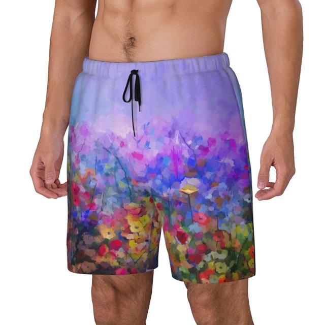 Balery Colorful Purple Cosmos Flower Bañador para hombre, shorts de playa de secado rápido con entrepierna y forro de compresión-Small