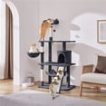 thumbnail image 3 of Yaheetech 63" Multi-Level Cat Tree with Condo, Hammock, Basket & Scratching Ramp, Dark Gray, 3 of 7