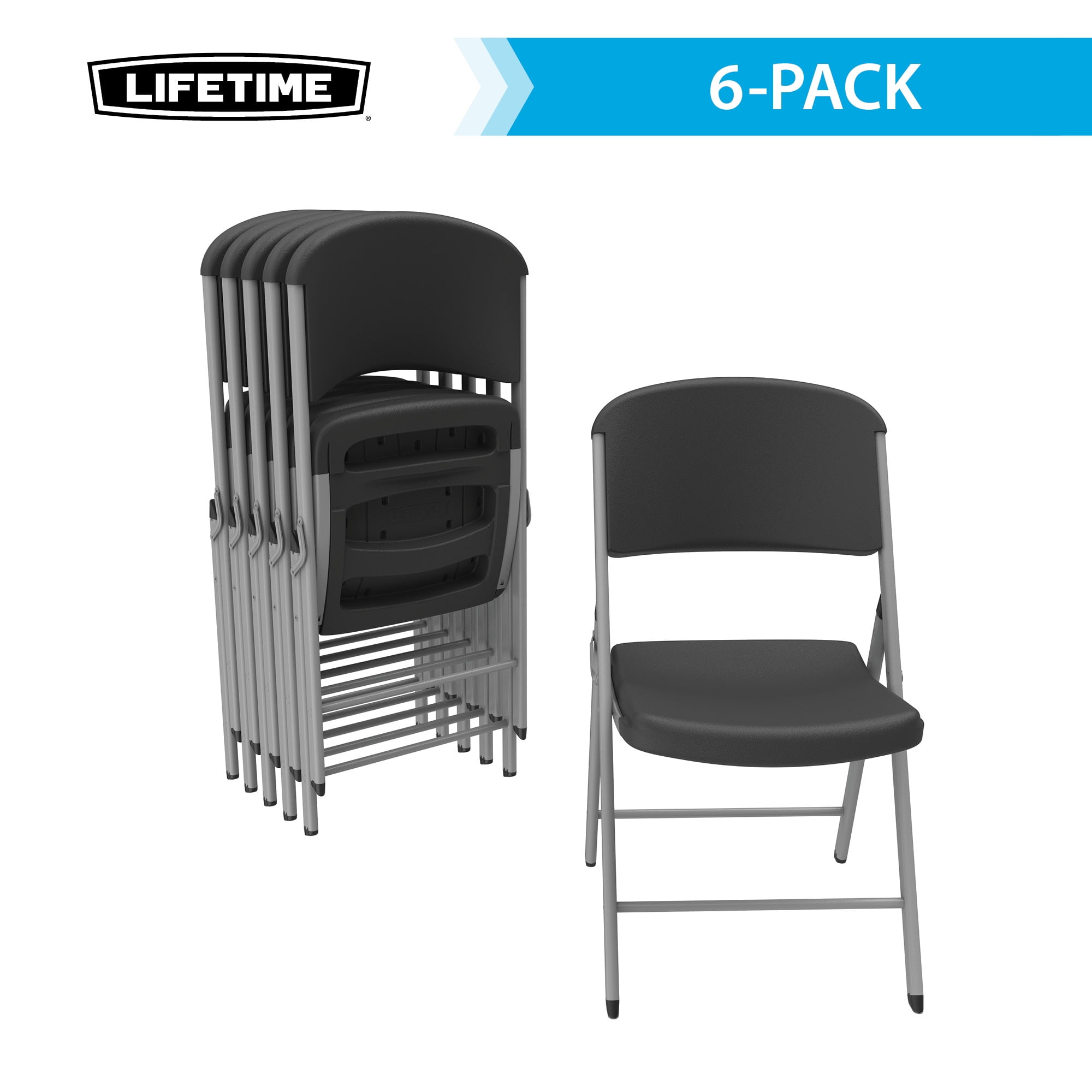 Lifetime Folding Chair Indoor Outdoor Commercial Black 6 Pack 80844 Walmart