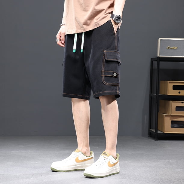 Pantalones cortos de verano para hombre, holgados, de talla grande, estilo coreano, de moda, informales, para uso exterior