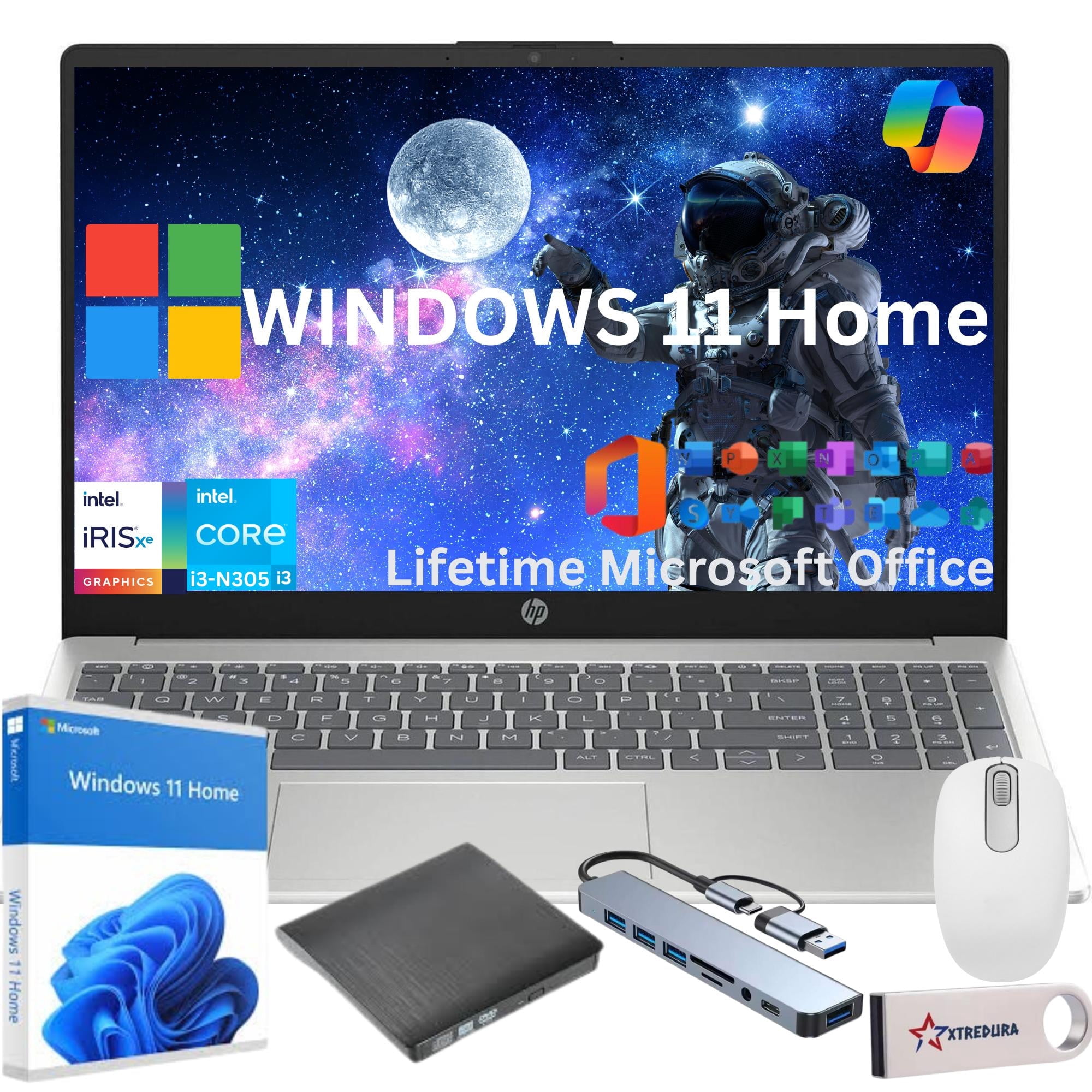 HP Newest 15 15.6" Full HD Laptop Computer For Student and Business, Intel Core i3-N305, Copilot AI Laptop, 16GB RAM, 512 GB PCIe SSD, Intel UHD, Windows 11 Home,MS Lifetime Office,Gift Set