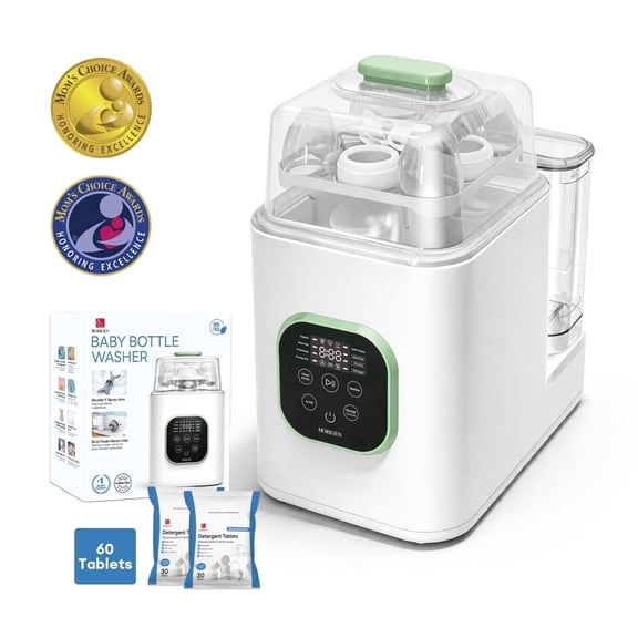 Horigen Baby Bottle Washer, One-Touch Auto Bottle Cleaner & Sterilizer Dryer, Pump Parts Cleaning, 19 Cleaning Combinations, Self-Clean, Fast 19-Min Wash