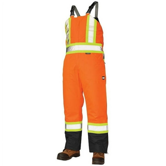 Tough Duck Large Hi-Vis Insulated Bibs, Florescent Orange S79811