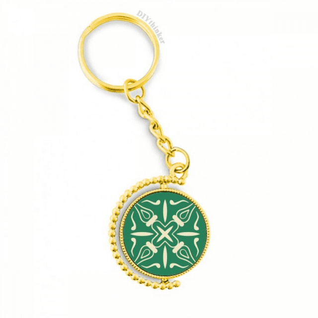 talavera style green decorative pattern metal connector key chain accessory en keyholder