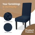 thumbnail image 3 of Stretch Chair Covers for Dining Chairs Set of 10 Decorative Jacquard Dining Room Chair Covers Washable Kitchen Chair Slip Covers for Dining Room, Hotel, Party (10, Navy Blue), 3 of 7