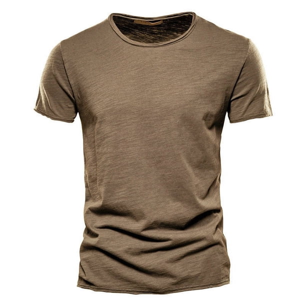 Camiseta 100% de algodón para hombre, camisetas con cuello en V de diseño a la moda, camisetas sólidas ajustadas, camisetas para hombre, camisetas de manga corta para hombre