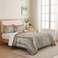 thumbnail image 5 of Full Quilt Set 78''x90'', Orange Grey Forest Lightweight Summer Bedspread Coverlet Set with 2 Pillow Shams, Grey Modern Art Oil Painting Breathable All Season Quilt Bedding for Bedroom/Guest Room, 5 of 9