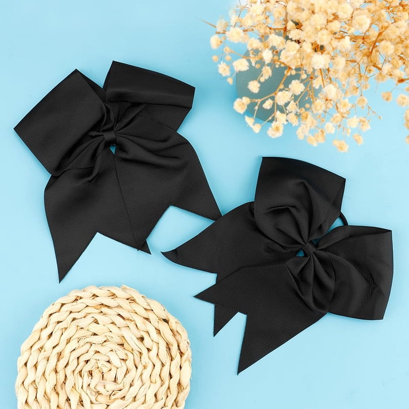 Vorkoi 2PCS Large Cheer Bows for Cheerleaders Hair Bows for Girls Softball Hair Bows Teen Girls College Sports Elastic Ponytail Holder School Cheerleading Hair Accessories 8 Inch Bows for Girls